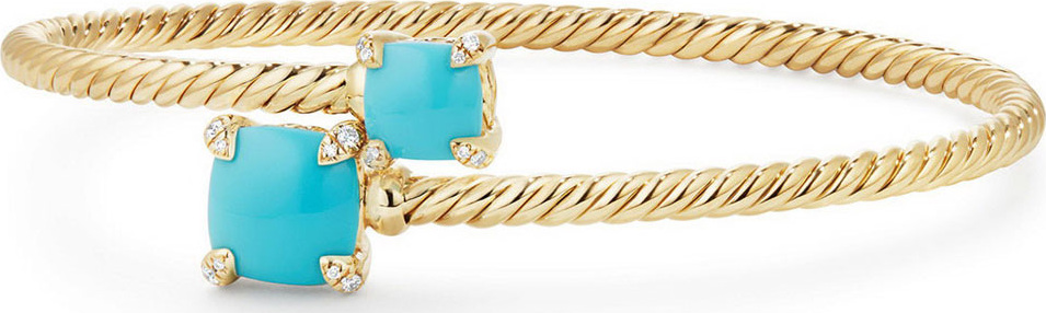 David Yurman Châtelaine 14k Turquoise Bypass Bracelet, Size S