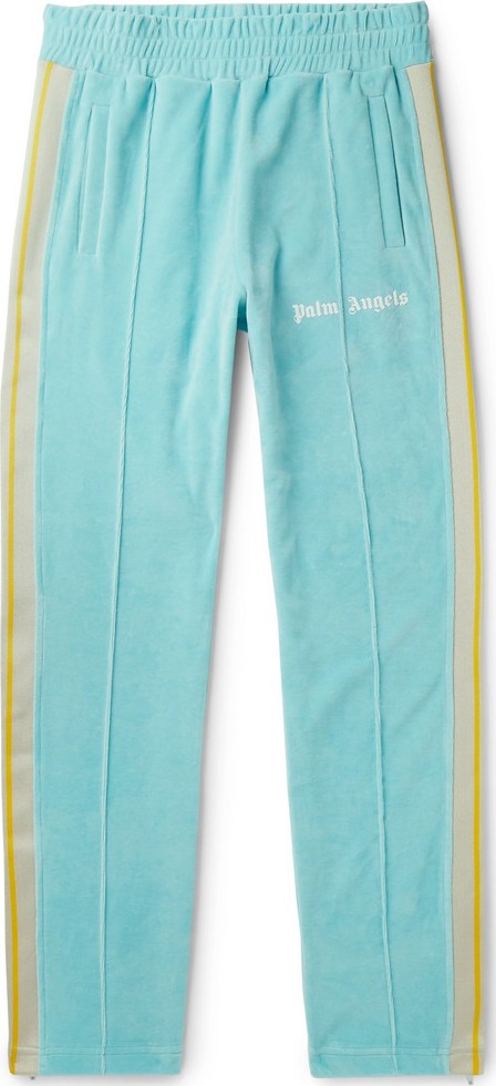 Palm Angels Striped Webbing-Trimmed Cotton-Blend Velvet Track Pants
