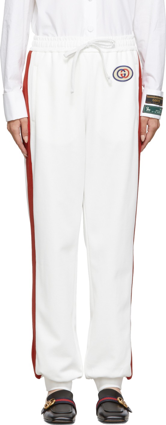 Gucci White GG Patch Lounge Pants