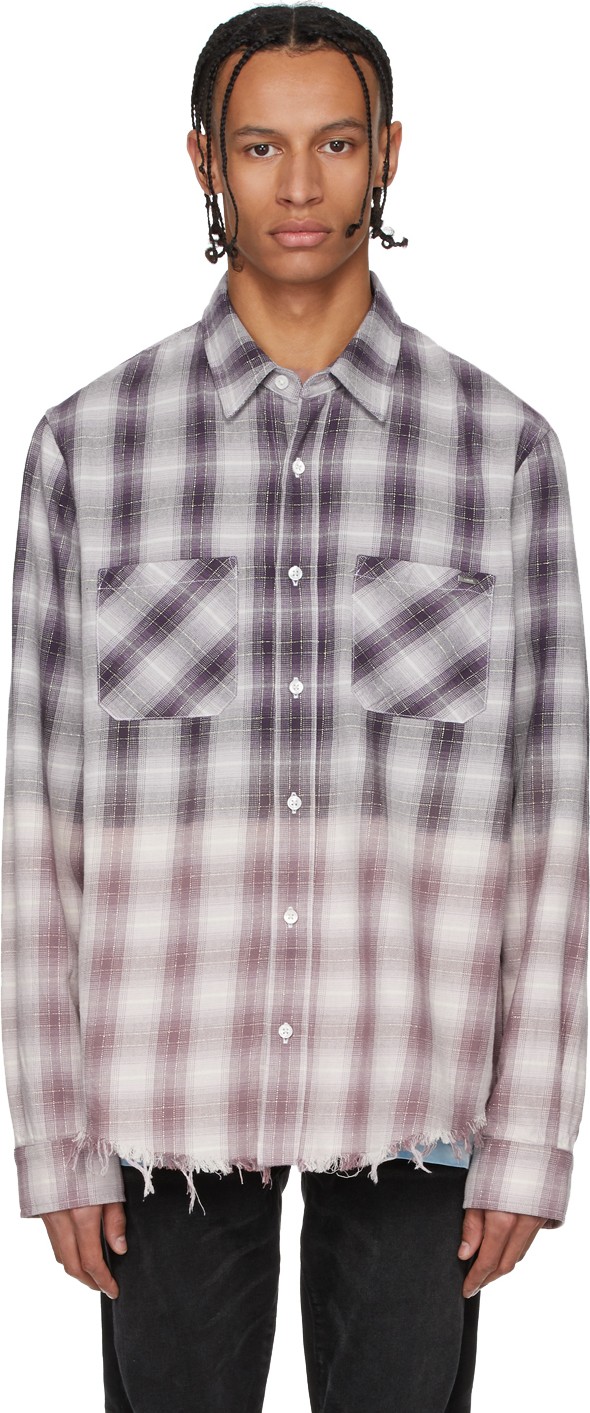 Amiri Pink & Purple Lurex Plaid Shirt