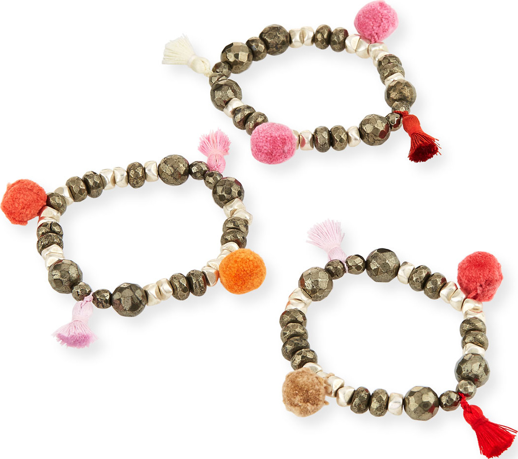 Hipchik Couture Bella B Mixed Pompom Bracelet Set