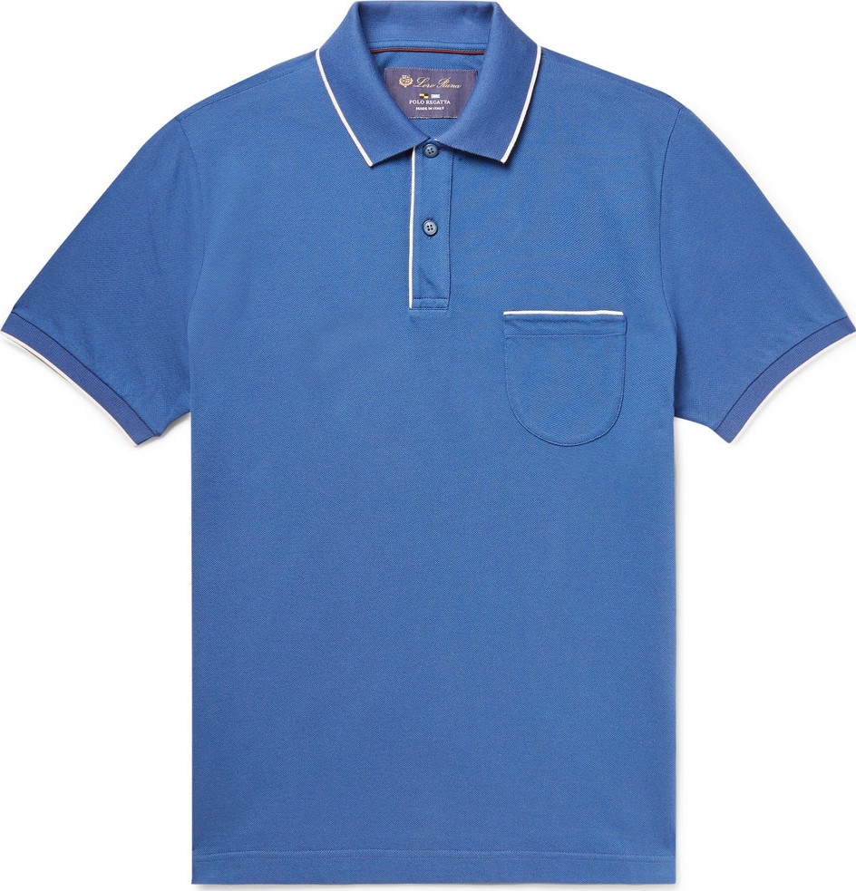 Loro Piana Contrast-Tipped Stretch-Cotton Piqué Polo Shirt