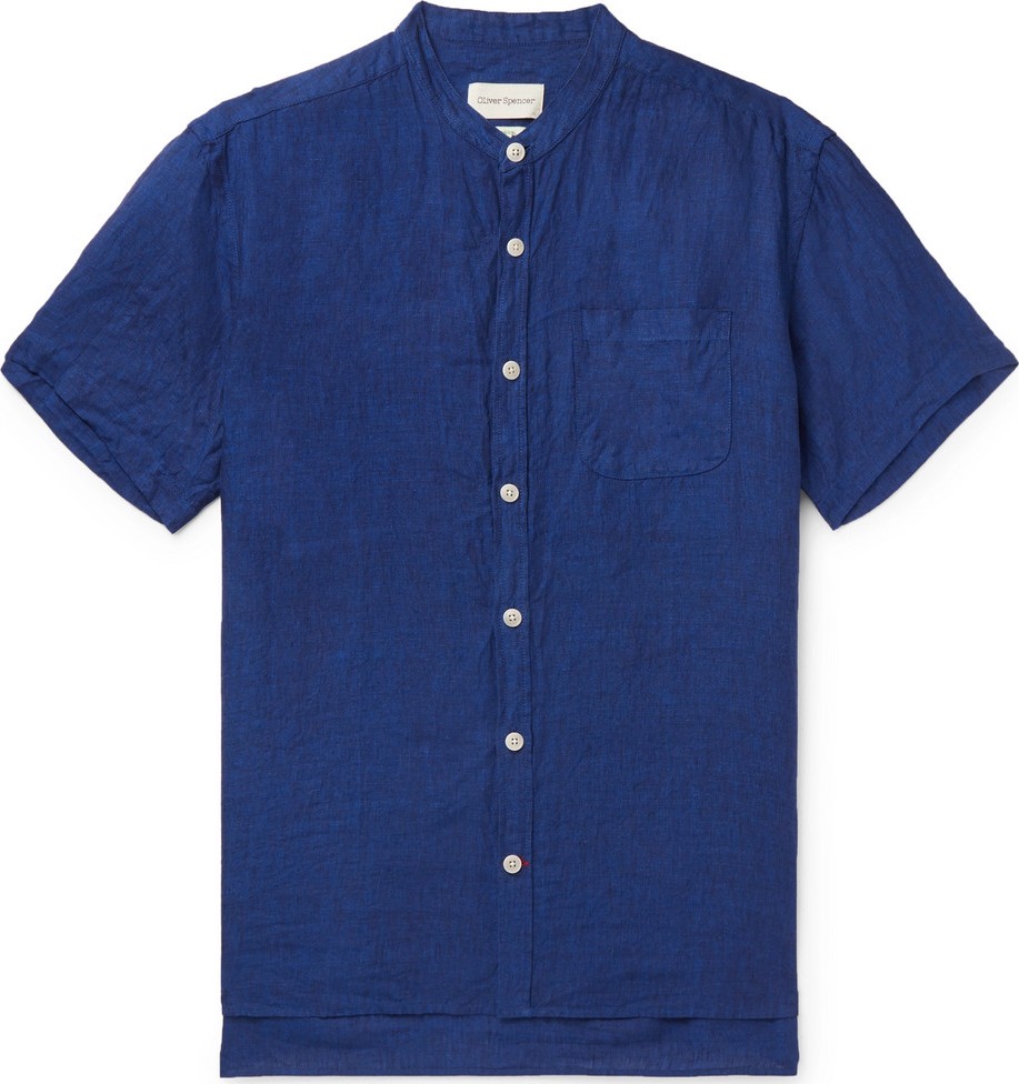 Oliver Spencer Grandad-Collar Linen Shirt