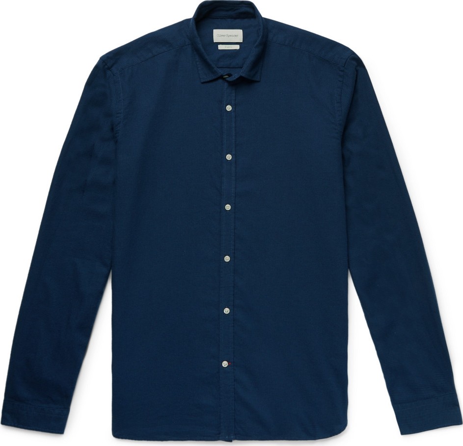 Oliver Spencer Micro-Checked Organic Cotton-Flannel Shirt