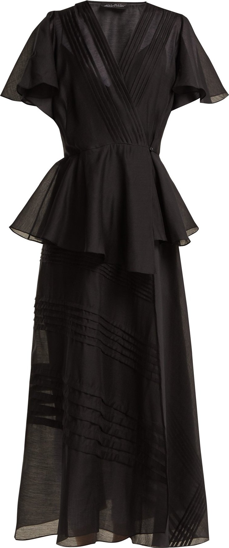 Anna October Pleated organza wrap midi dress