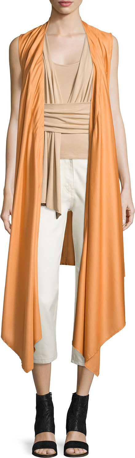 Maison Margiela Sleeveless Wool-Blend Wrap Vest, Sunset