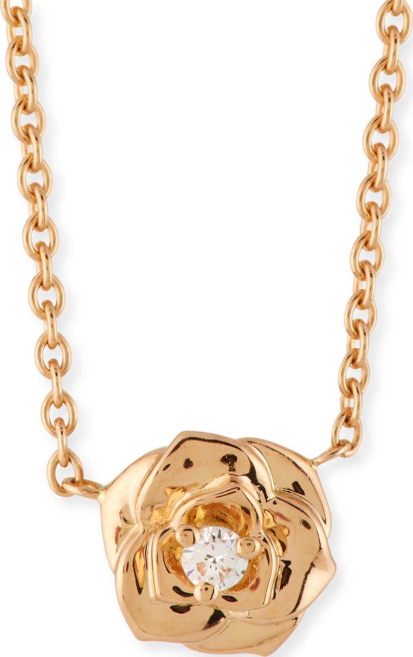 Piaget 18k Diamond Rose Pendant Necklace