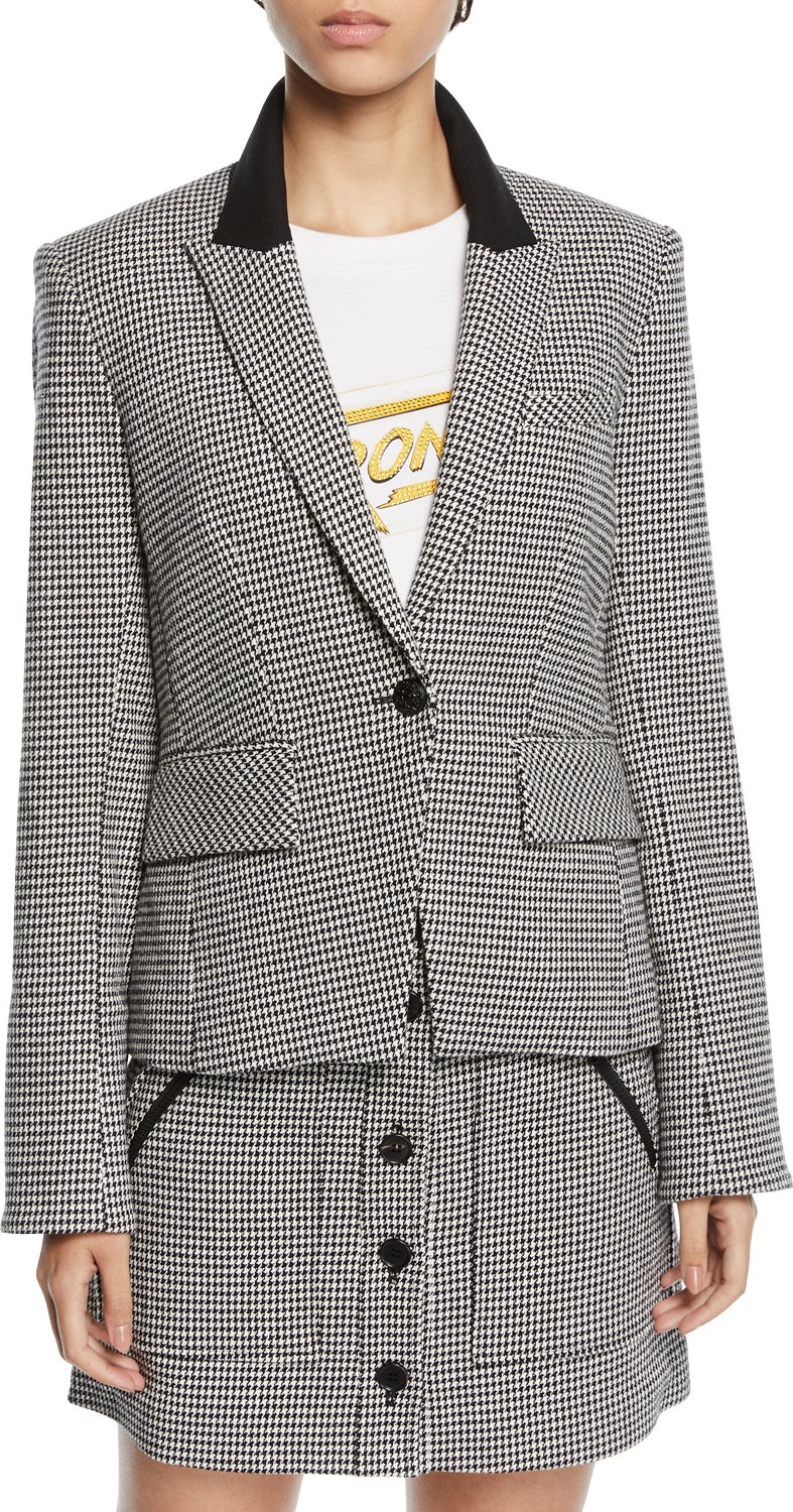 Veronica Beard Airlie Houndstooth Peplum Dickey Jacket
