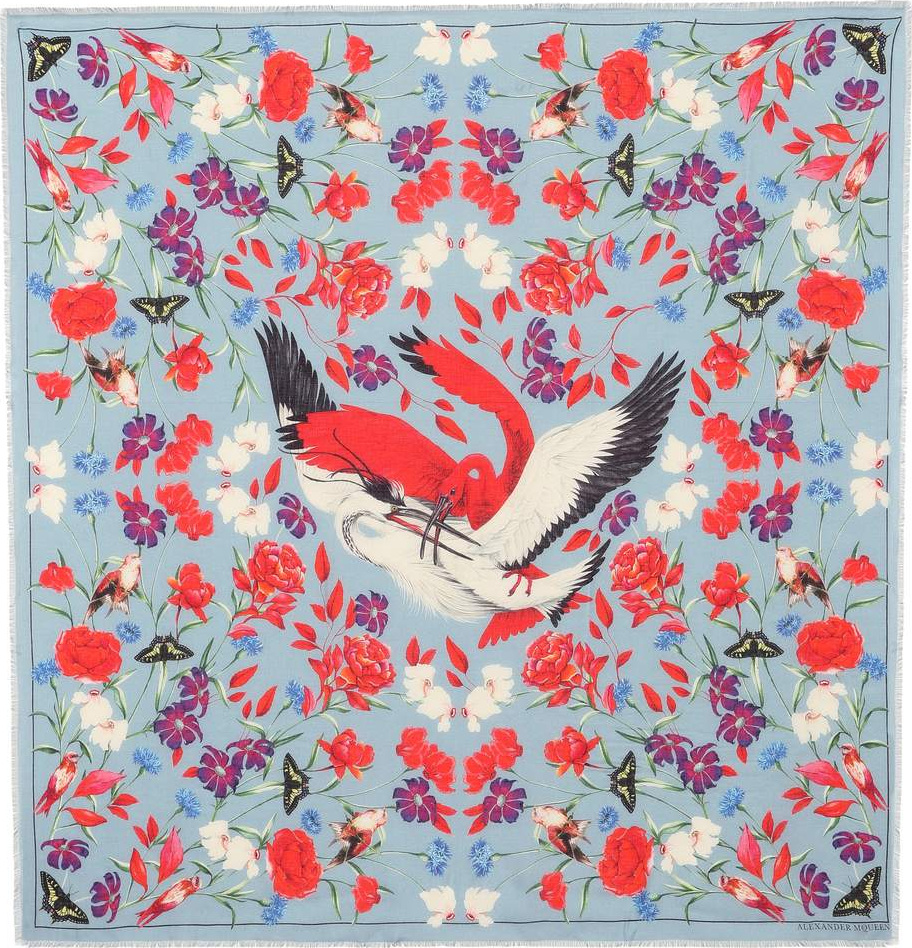 Alexander McQueen Printed wool-blend scarf