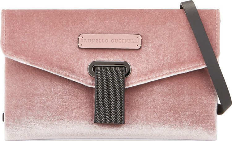 Brunello Cucinelli Velvet Monili Crossbody Bag