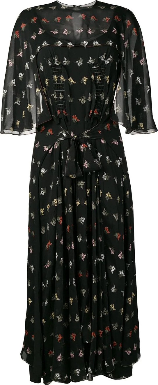 Galvan Mimosa Print Georgette Dress