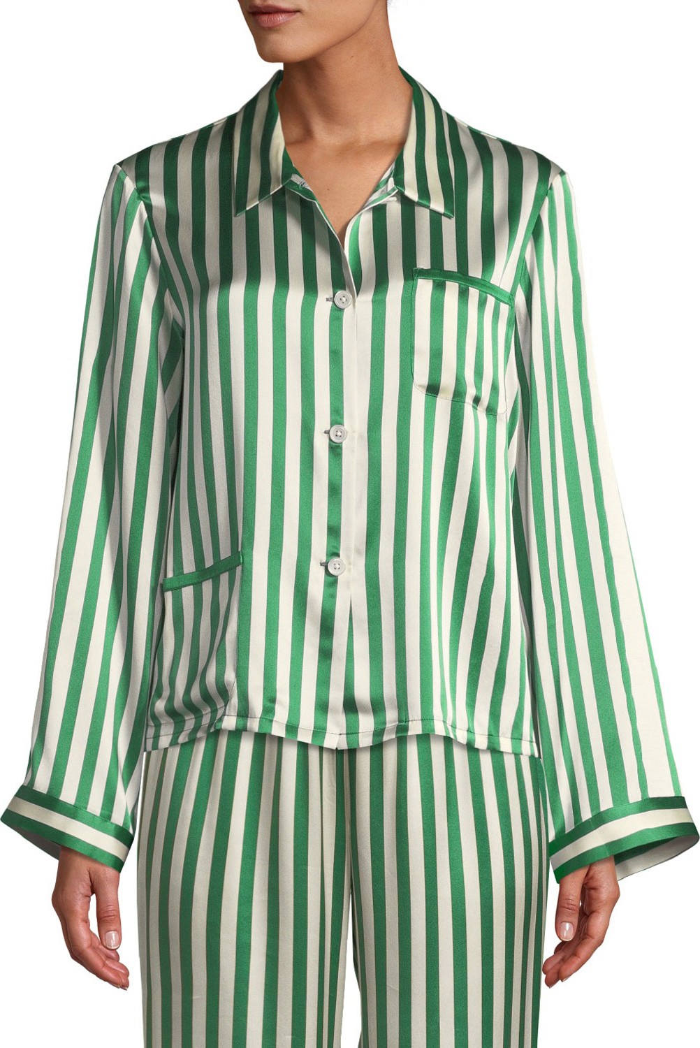 Morgan Lane Ruthie Striped Classic Silk Pajama Top