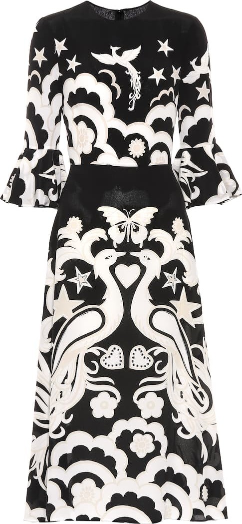 Valentino Printed silk midi dress