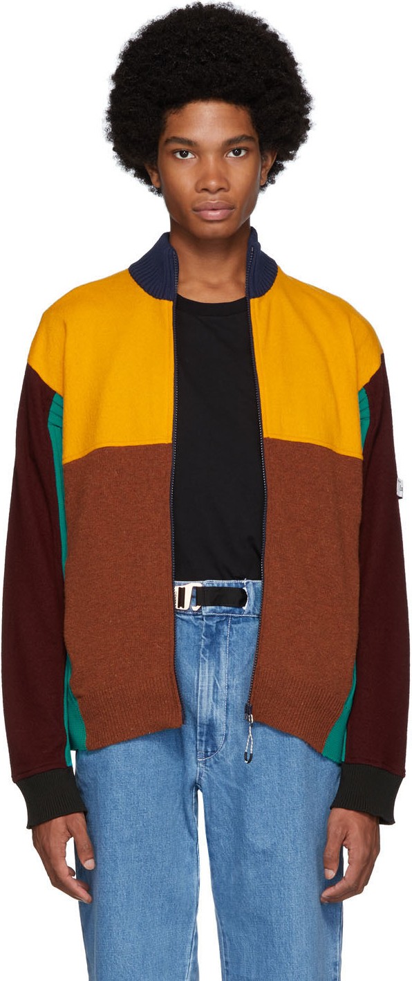 KENZO Multicolor Wool Colorblock Zip Jacket