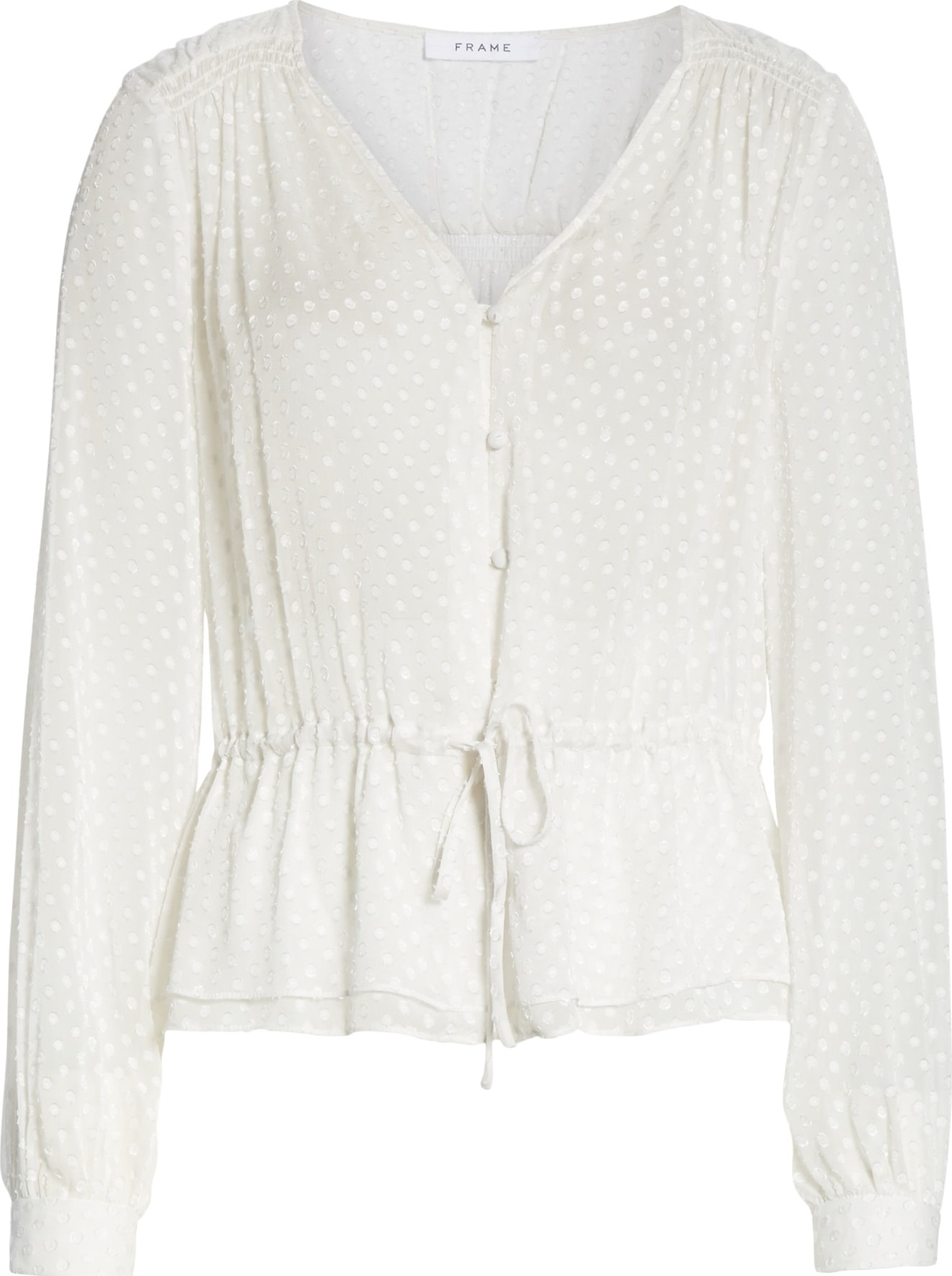 FRAME DENIM Polka Dot Silk Blend Blouse