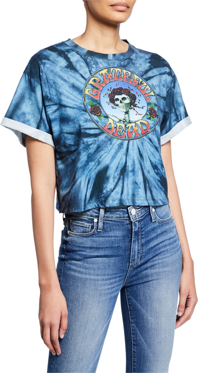 Alice + Olivia Tommy Grateful Dead Oversized Roll-Sleeve Crop Tee Alice + Olivia Tommy Grateful Dead Oversized Roll-Sleeve Crop Tee