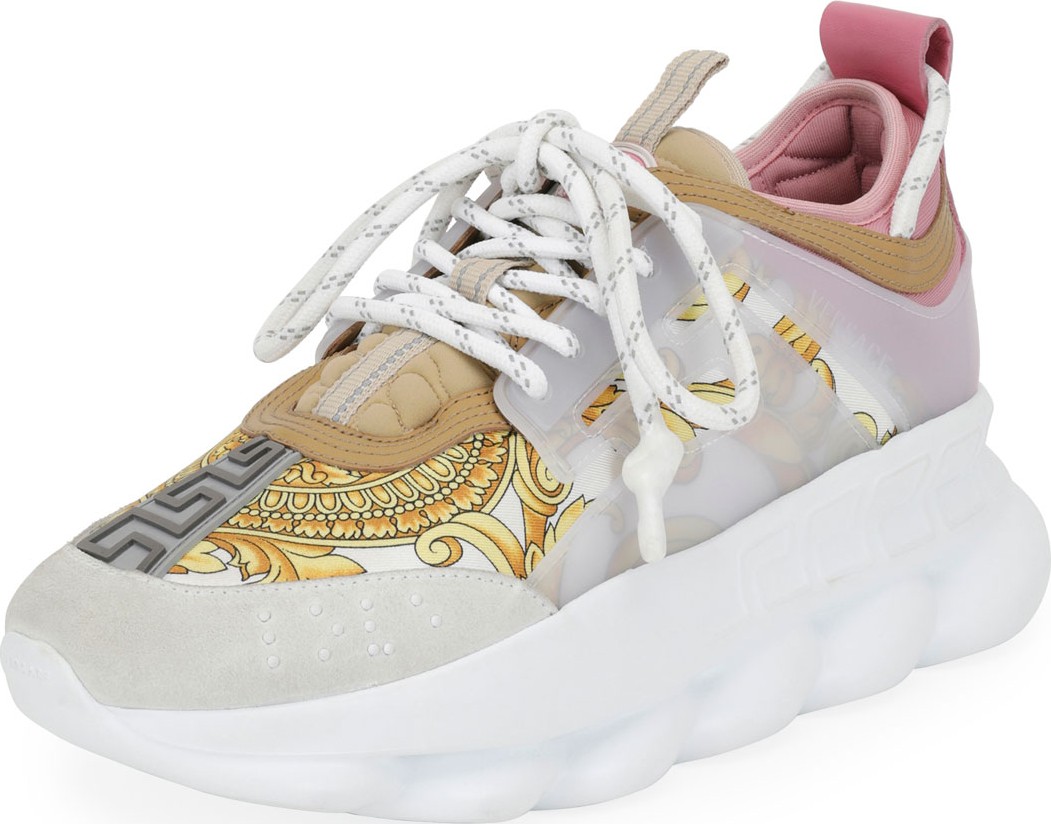 Versace Chain Reaction Barocco-Print Chunky-Heel Sneakers