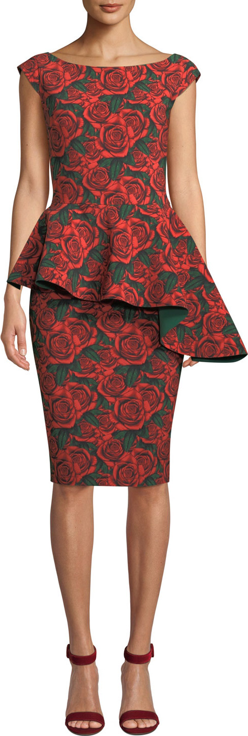 La Petite Robe di Chiara Boni Etheline Asymmetric Peplum Rose Dress