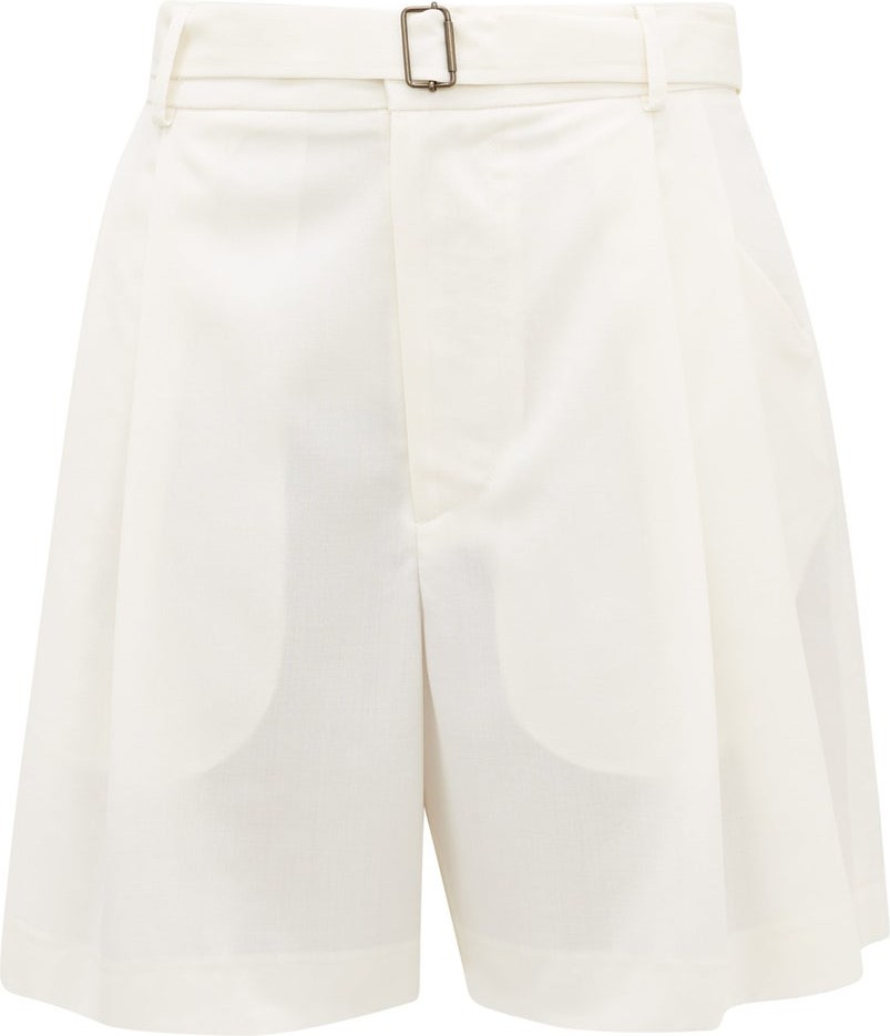 Edward Crutchley Belted pleat-front wool-crepe shorts