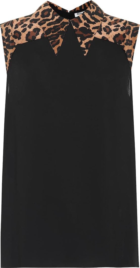 Miu Miu Leopard-printed cady top