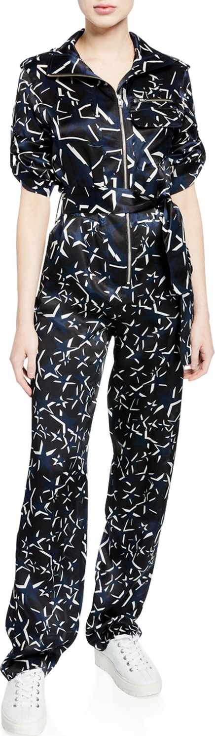 Carolina Ritzler Benjamin Long-Sleeve Printed Jumpsuit