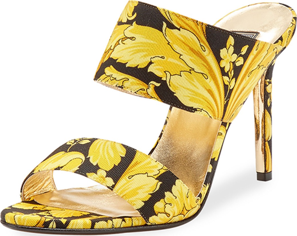 Versace Hibiscus Slide Mule Sandals