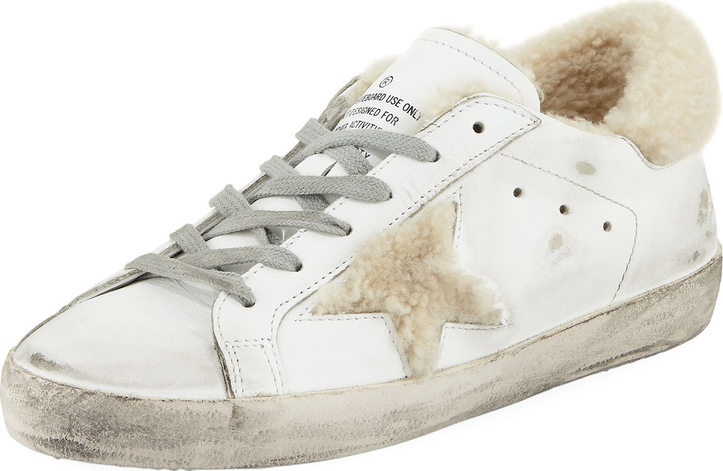 Golden Goose Deluxe Brand Superstar Leather Platform Low-Top Sneakers with Fur