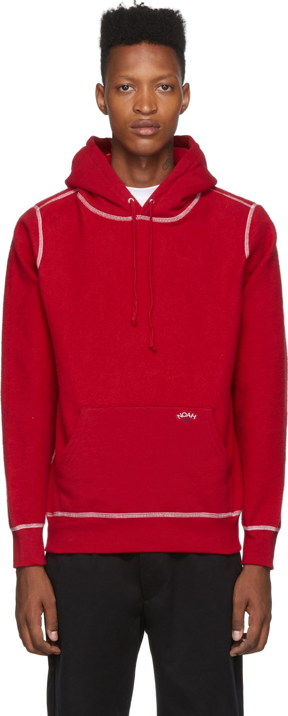 Noah NYC Red Reverse Fleece Hoodie