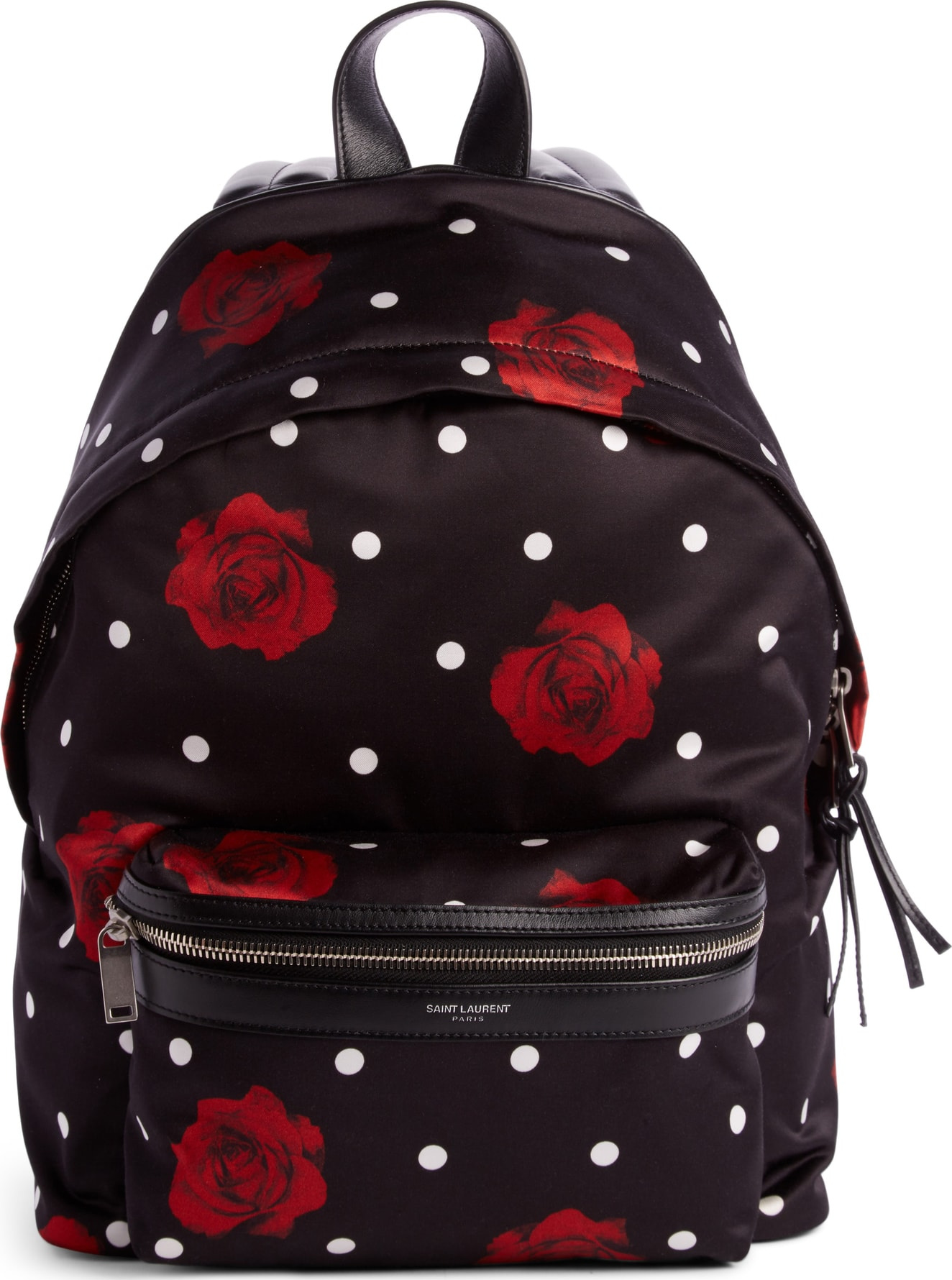 Saint Laurent City Mini Rose Print Satin Backpack