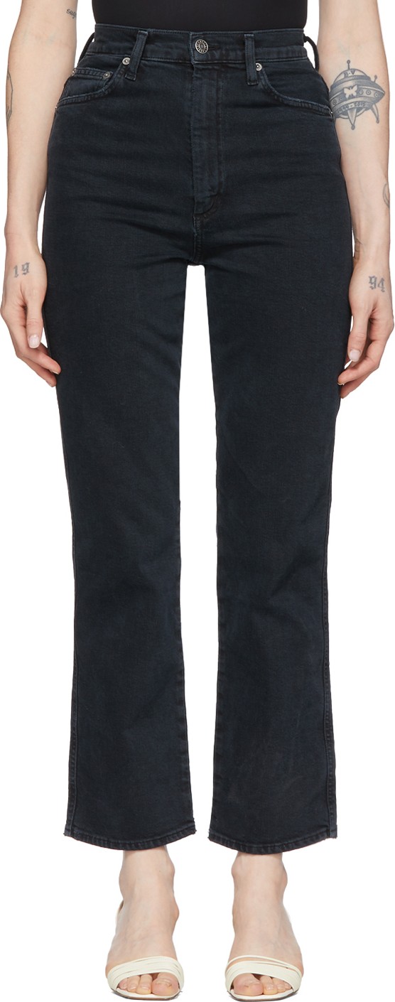 Agolde Black Pinch Waist Kick Jeans