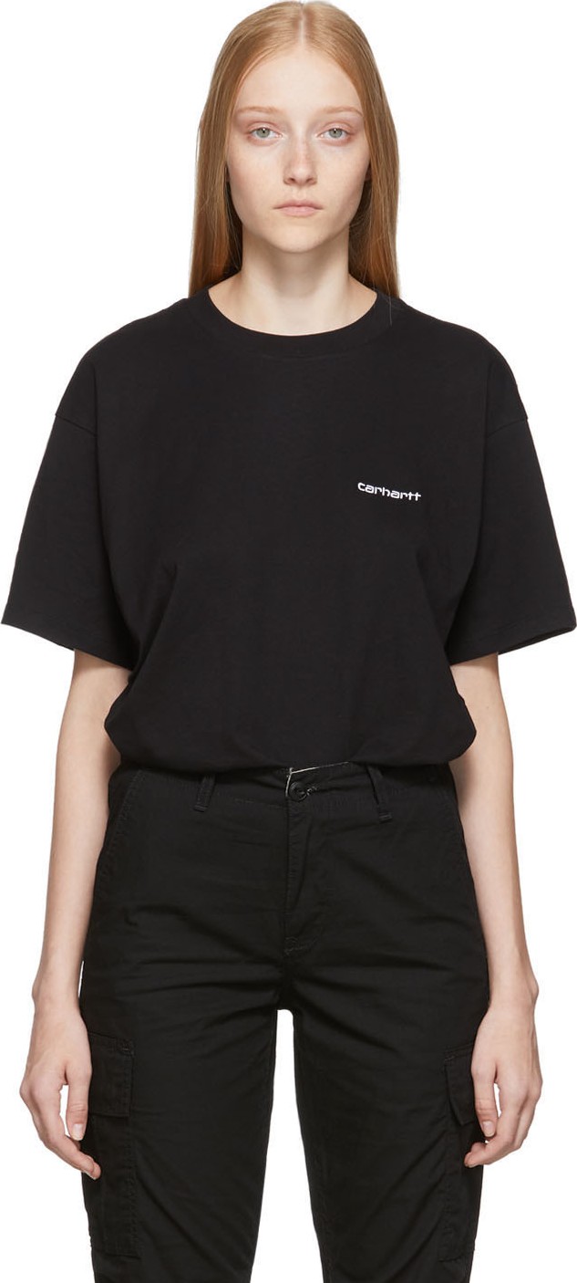 Carhartt Work In Progress Black Script Embroidery T-Shirt