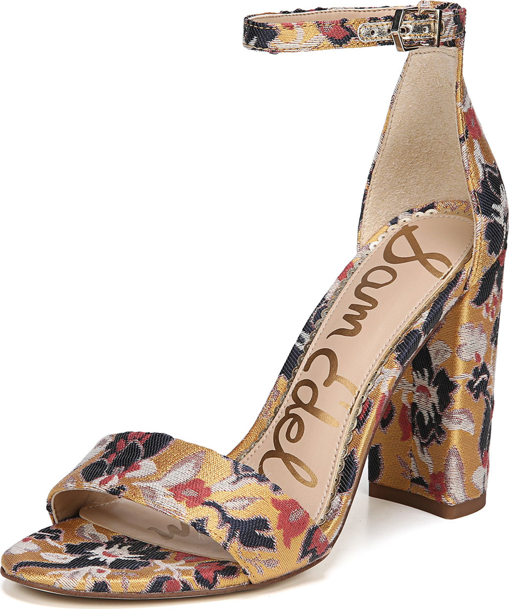 Sam Edelman Yaro Chunky-Heel Jacquard Ankle-Wrap Sandal
