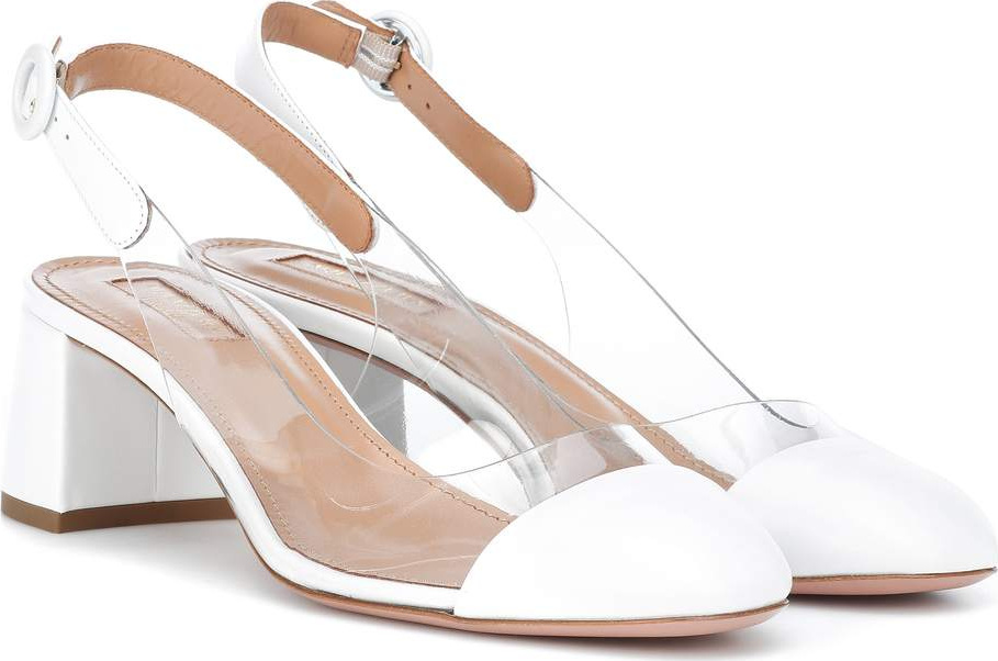 Aquazzura Optic 50 leather-trimmed pumps