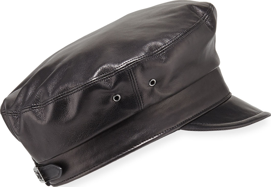 Eric Javits Night Porter Leather Newsboy Cap