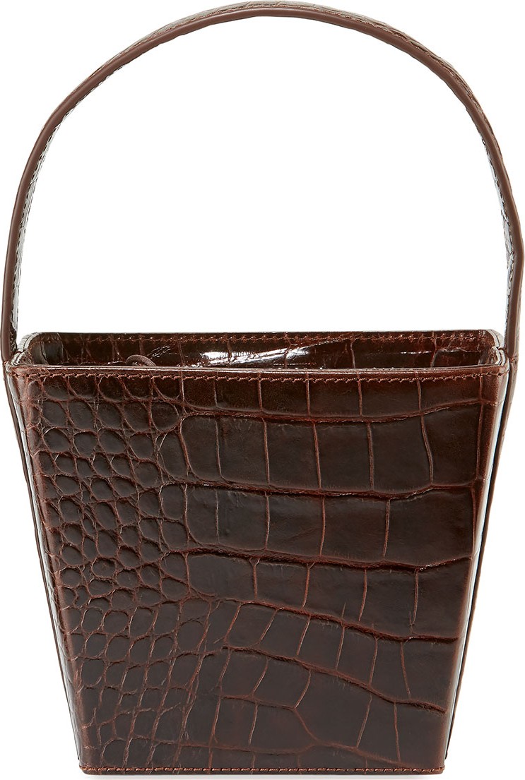 Staud Edie Croc-Embossed Leather Bucket Bag
