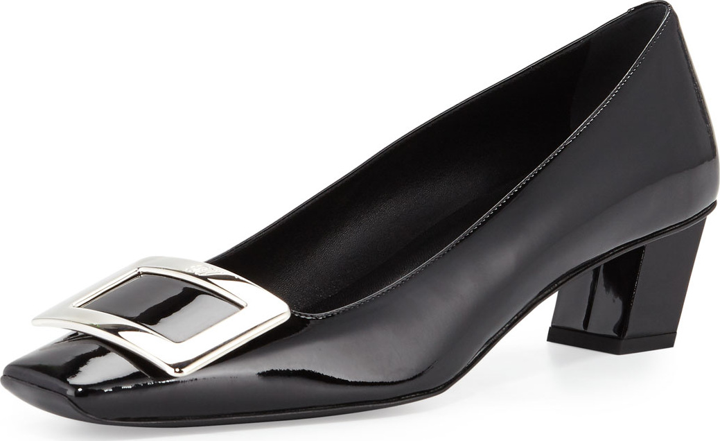 Roger Vivier Decollette Belle Vivier Patent Pump, Black