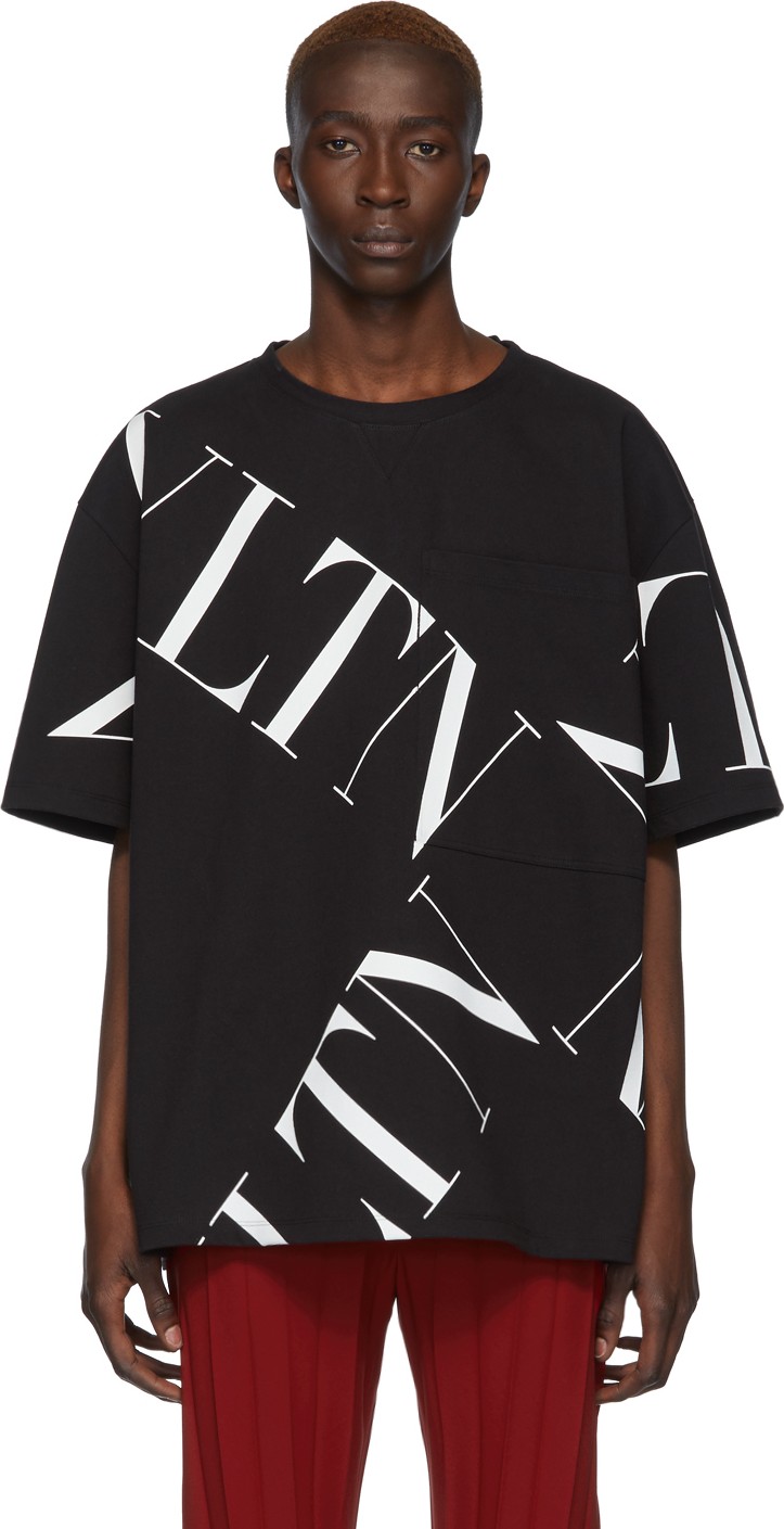 Valentino Black 'VLTN' Macrogrid T-Shirt