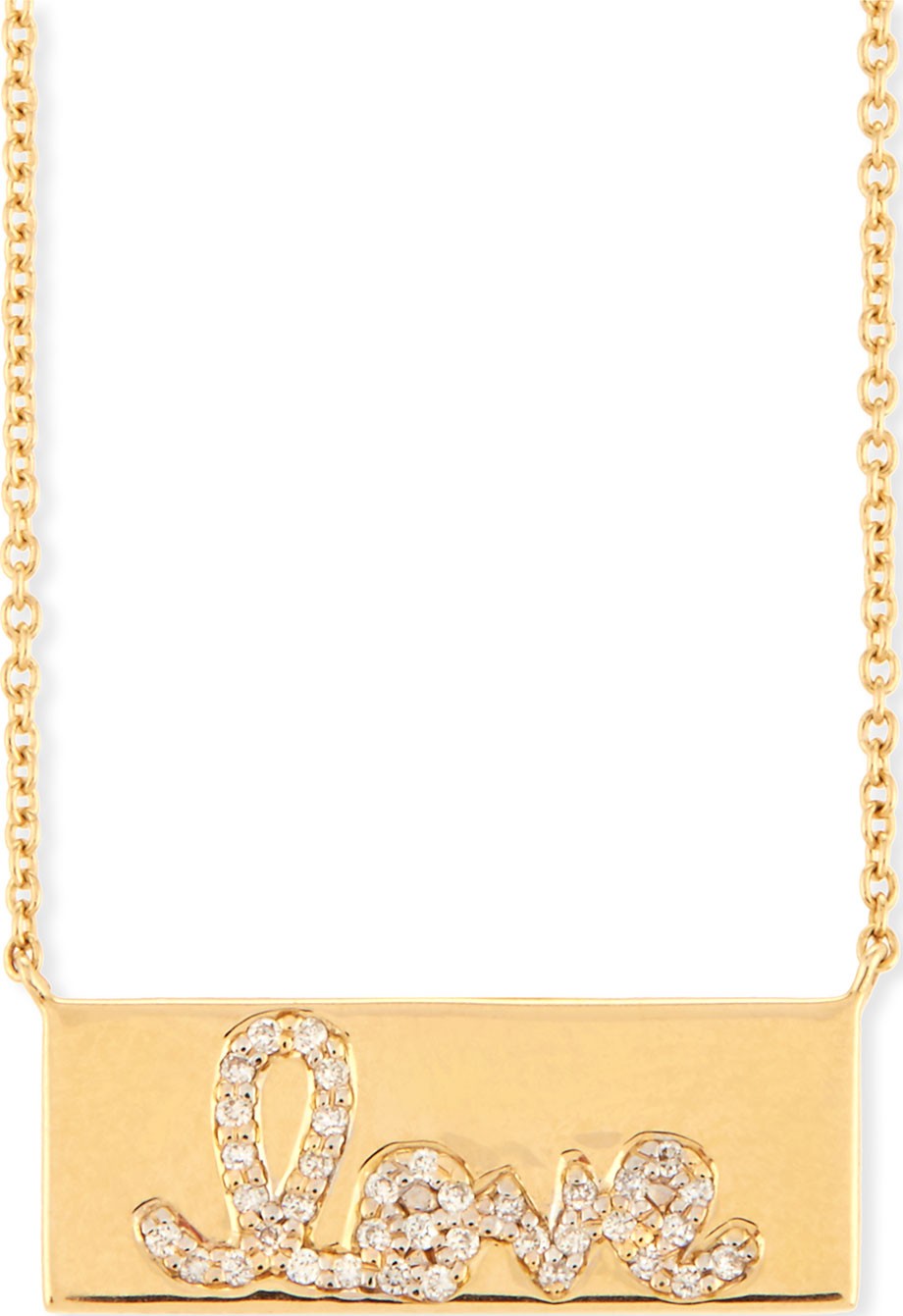 Sydney Evan Pave Diamond Love Bar Necklace