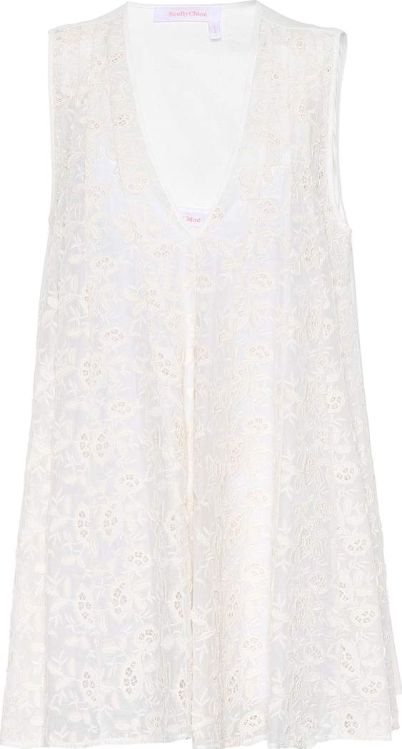 See By Chloé Embroidered cotton and silk top