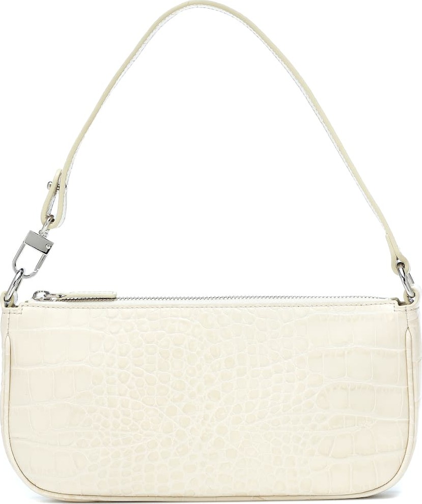 By Far Rachel embossed leather clutch