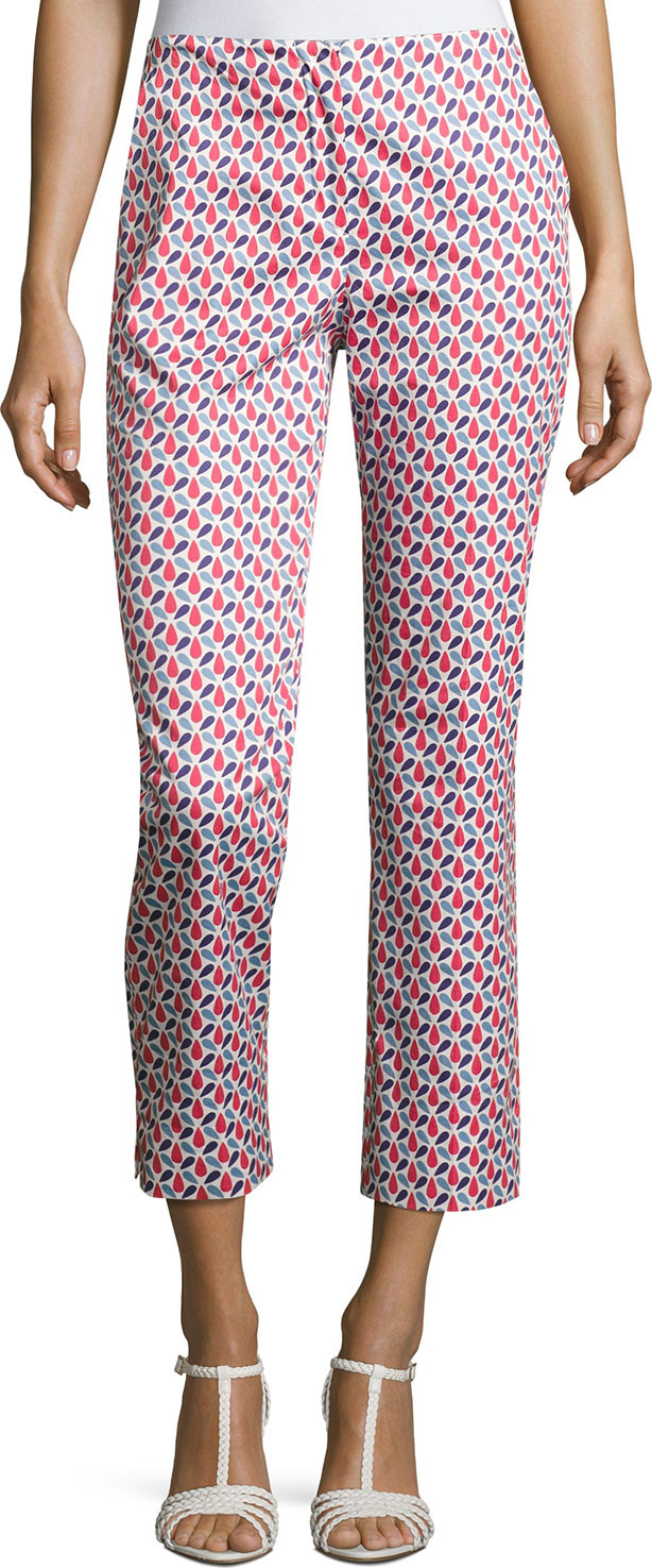Armani Collezioni Mosaic-Print Slim-Fit Cropped Pants, Multicolor