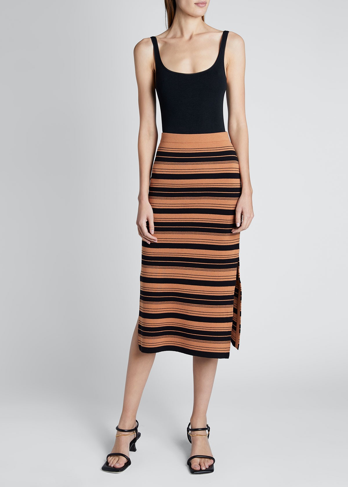 Proenza Schouler White Label Compact Striped Midi Skirt