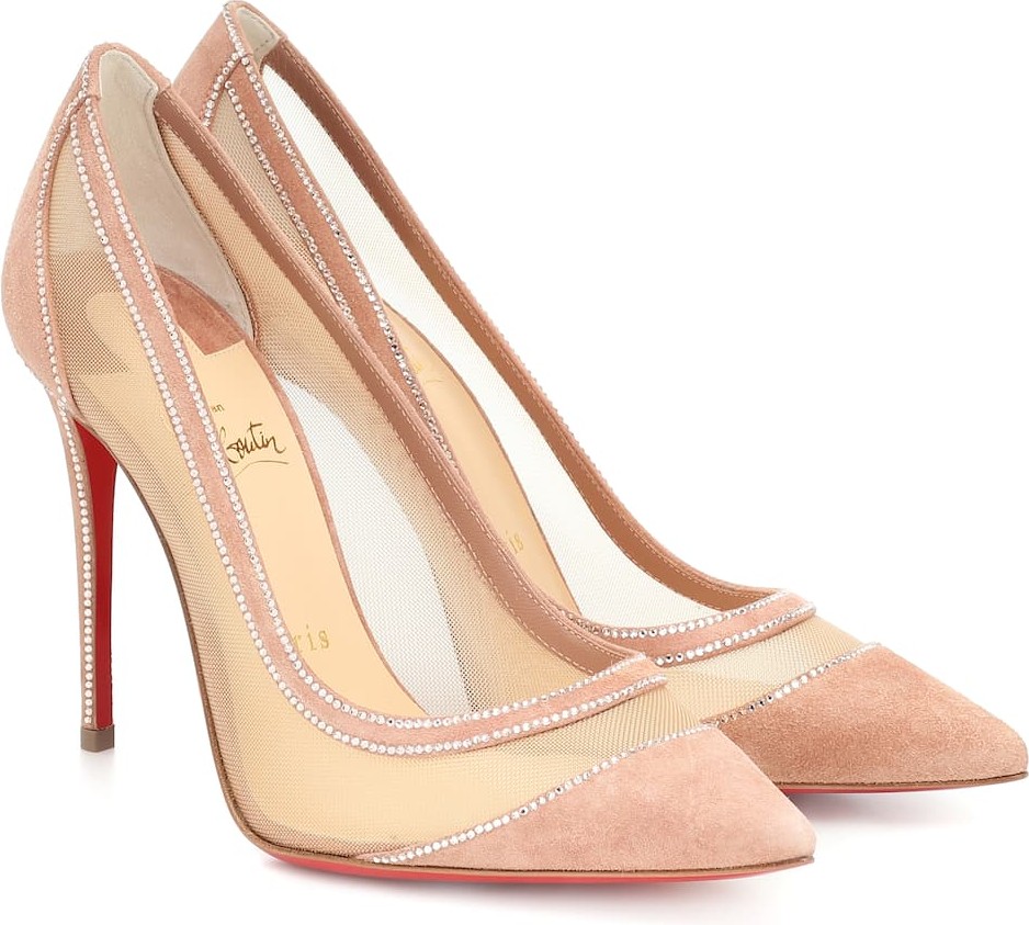 Christian Louboutin Galativi 100 suede and mesh pumps