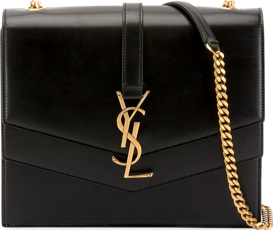 Saint Laurent Sulpice Leather Triple V-Flap Crossbody Bag