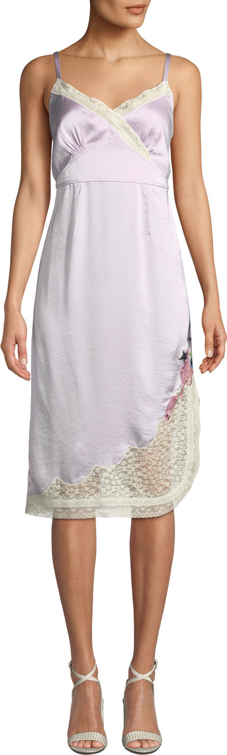 COACH x Selena Gomez Slip Dress with Lace Trim