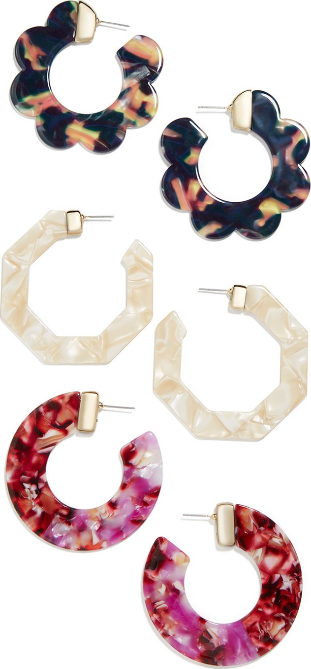 BAUBLEBAR Triple Threat Resin Hoop Earrings, Set of 3