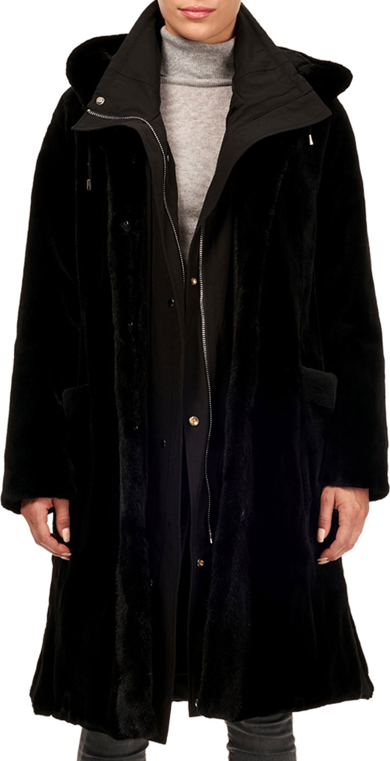 Gorski Sheared Mink Stroller Coat w/ Detachable Parka