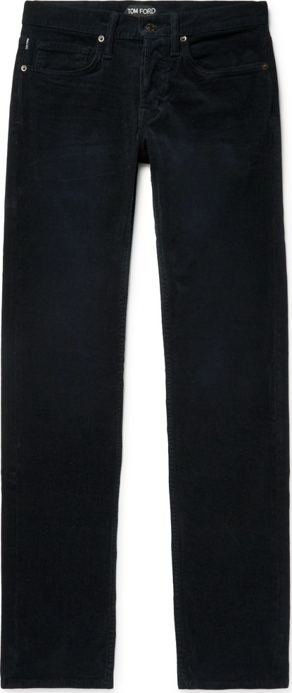 TOM FORD Midnight-Blue Slim-Fit Stretch-Cotton Corduroy Trousers
