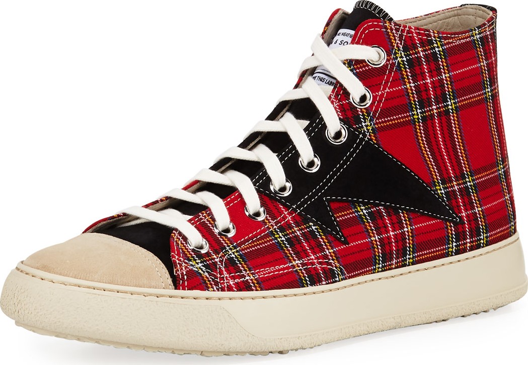 Ovadia & Sons Men's Plaid Strummer High-Top Sneakers
