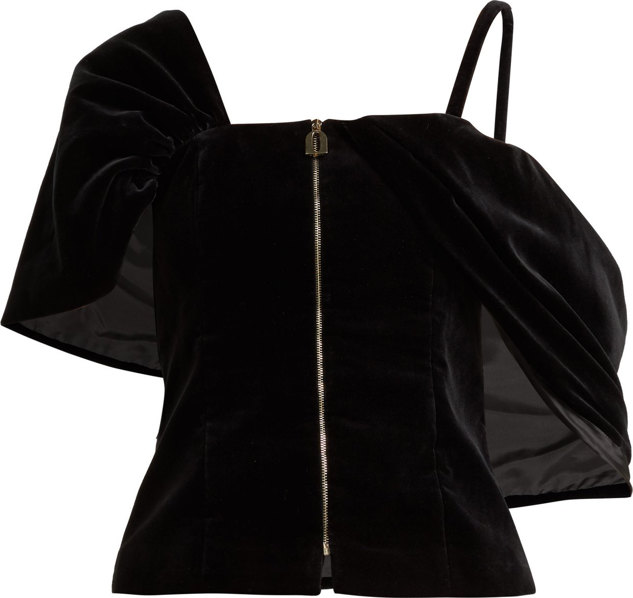 Osman Candice velvet zip-front top